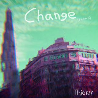 A photo from my trip to Barcelona, glitched and color swapped, it has the track title on the upper corner and my artist name on the bottom